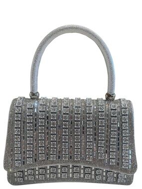 Jade Silver Crystal-Embellished Top-Handle Satchel